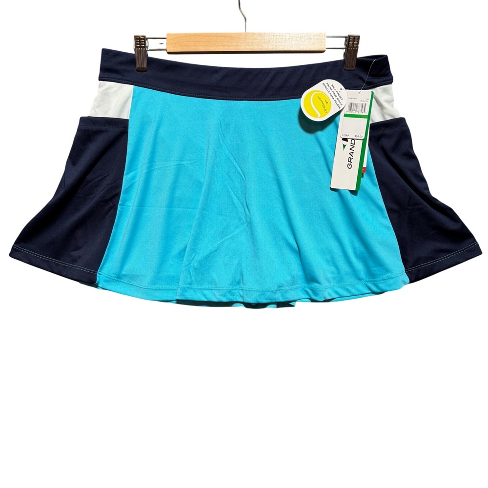 Grand‎ Slam Performance Tennis Skort L Blue Atoll Moisture Wicking Ball Pocket